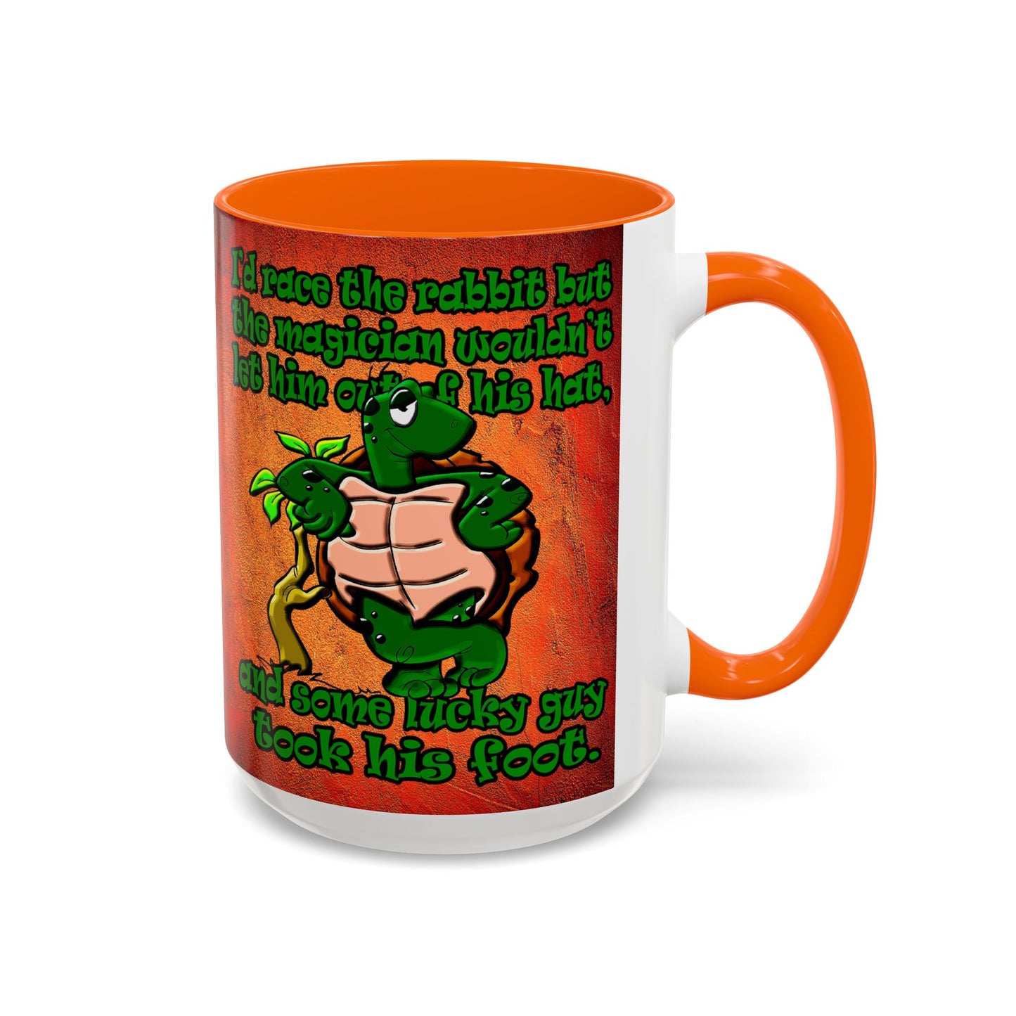 turtle race - Accent Mug (burnt orange)