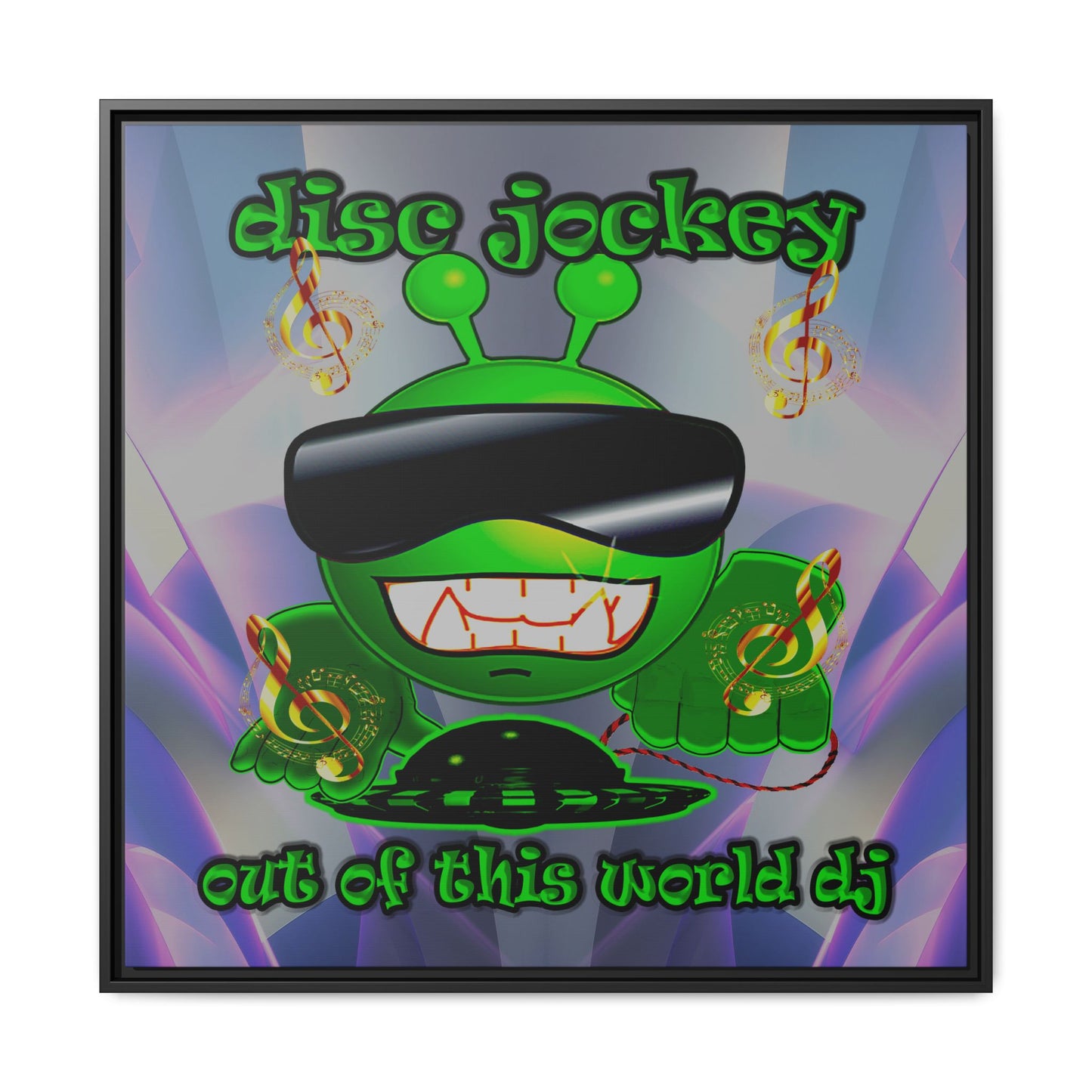 disc jockey - framed canvas art (grey-pink wave)
