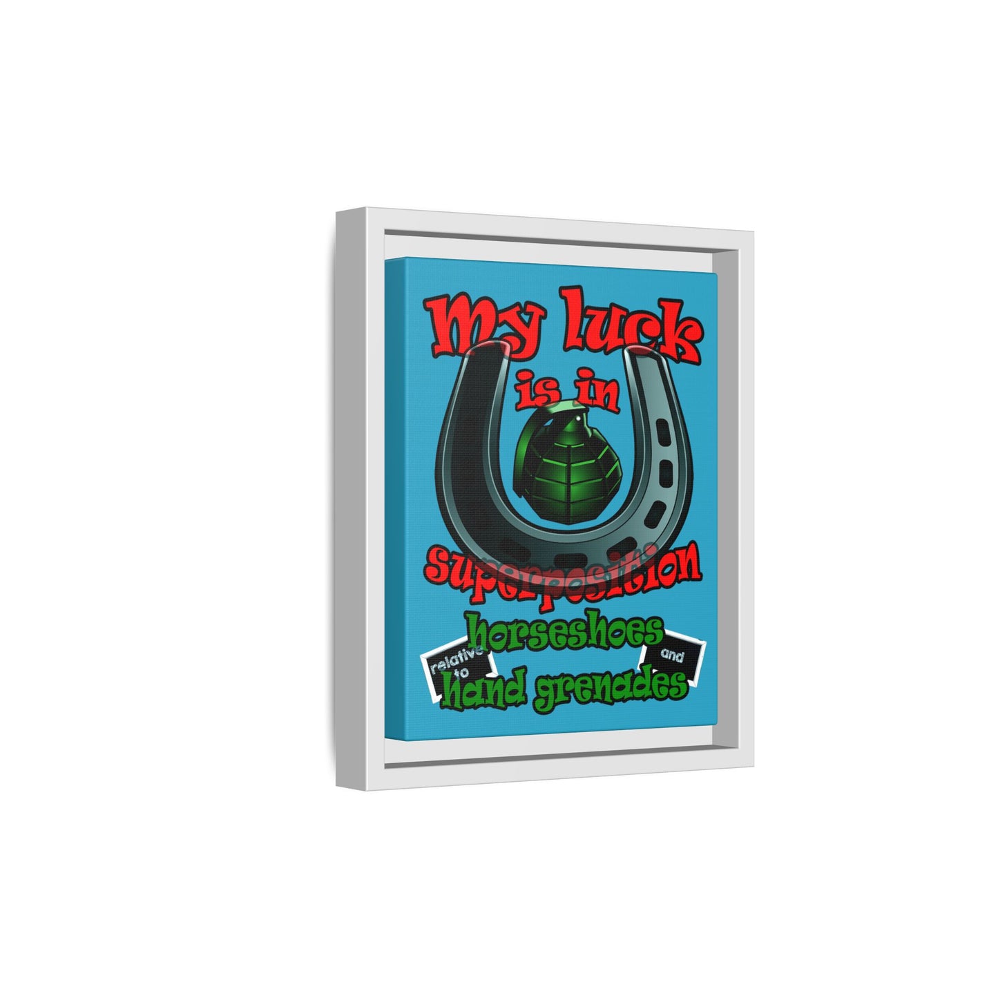 my luck - framed canvas art (turquoise)