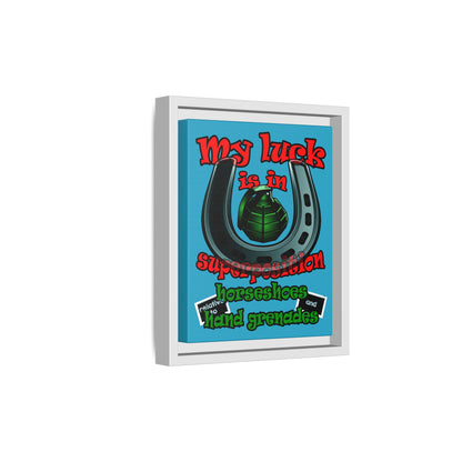 my luck - framed canvas art (turquoise)