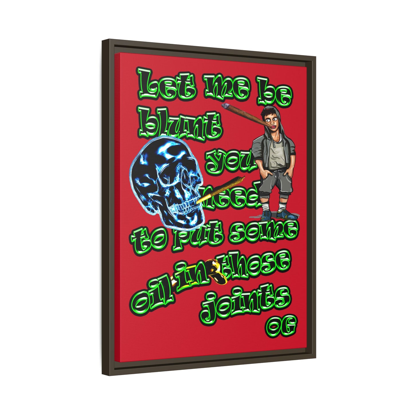 og - framed canvas art (dark red)