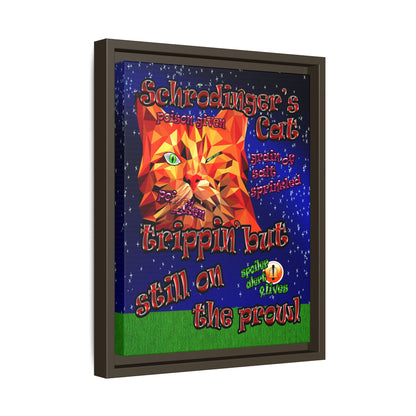 schrodinger's cat - framed canvas art ('snoops' background)