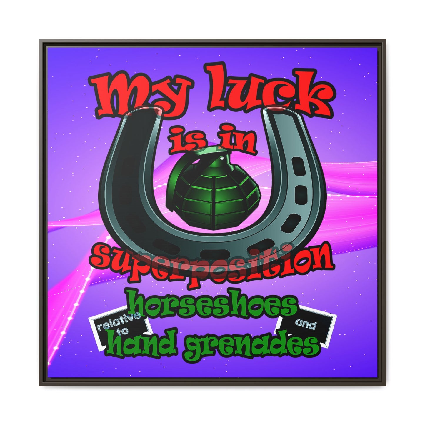 my luck - framed canvas art (purple-pink wave)