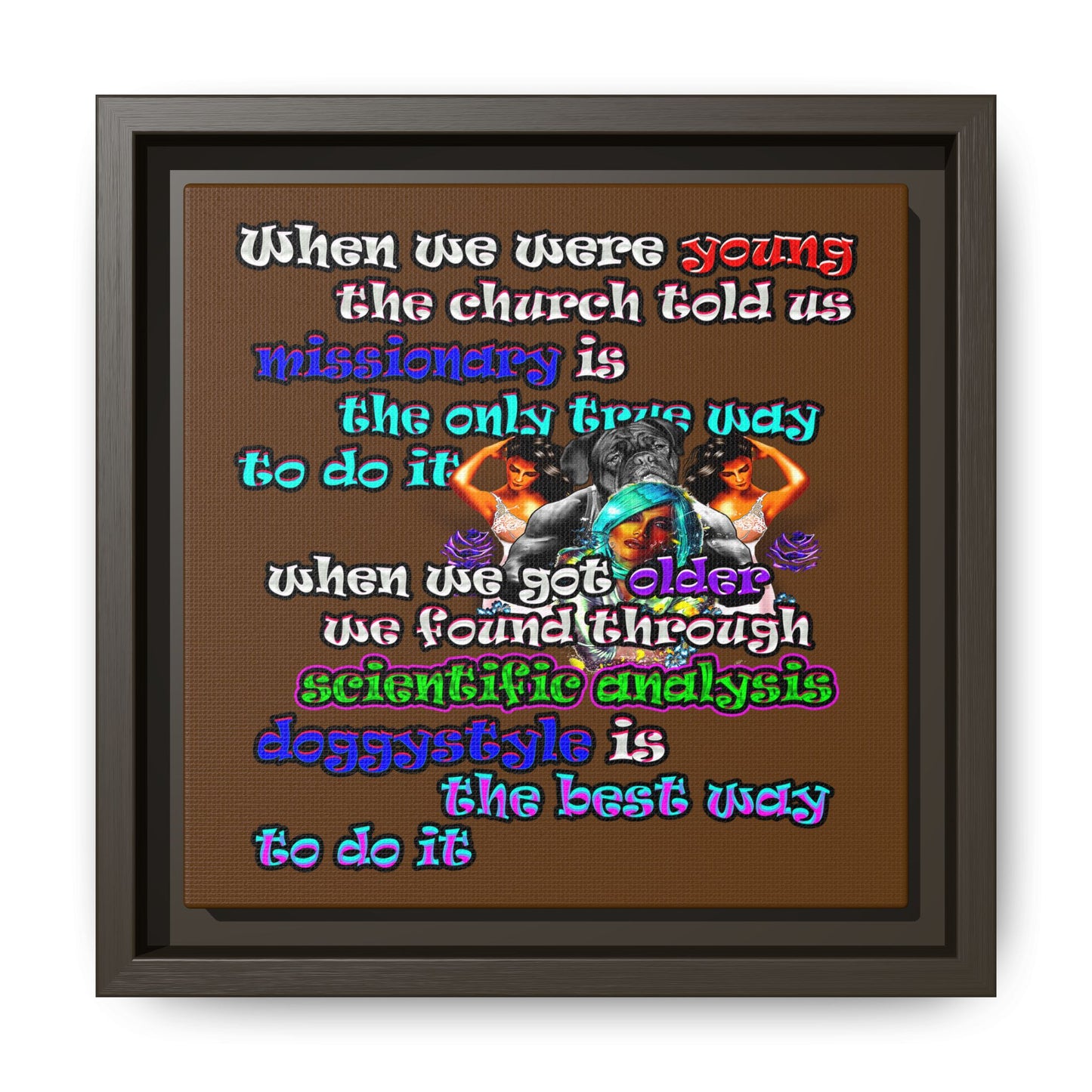 doggystyle - framed canvas art (brown)