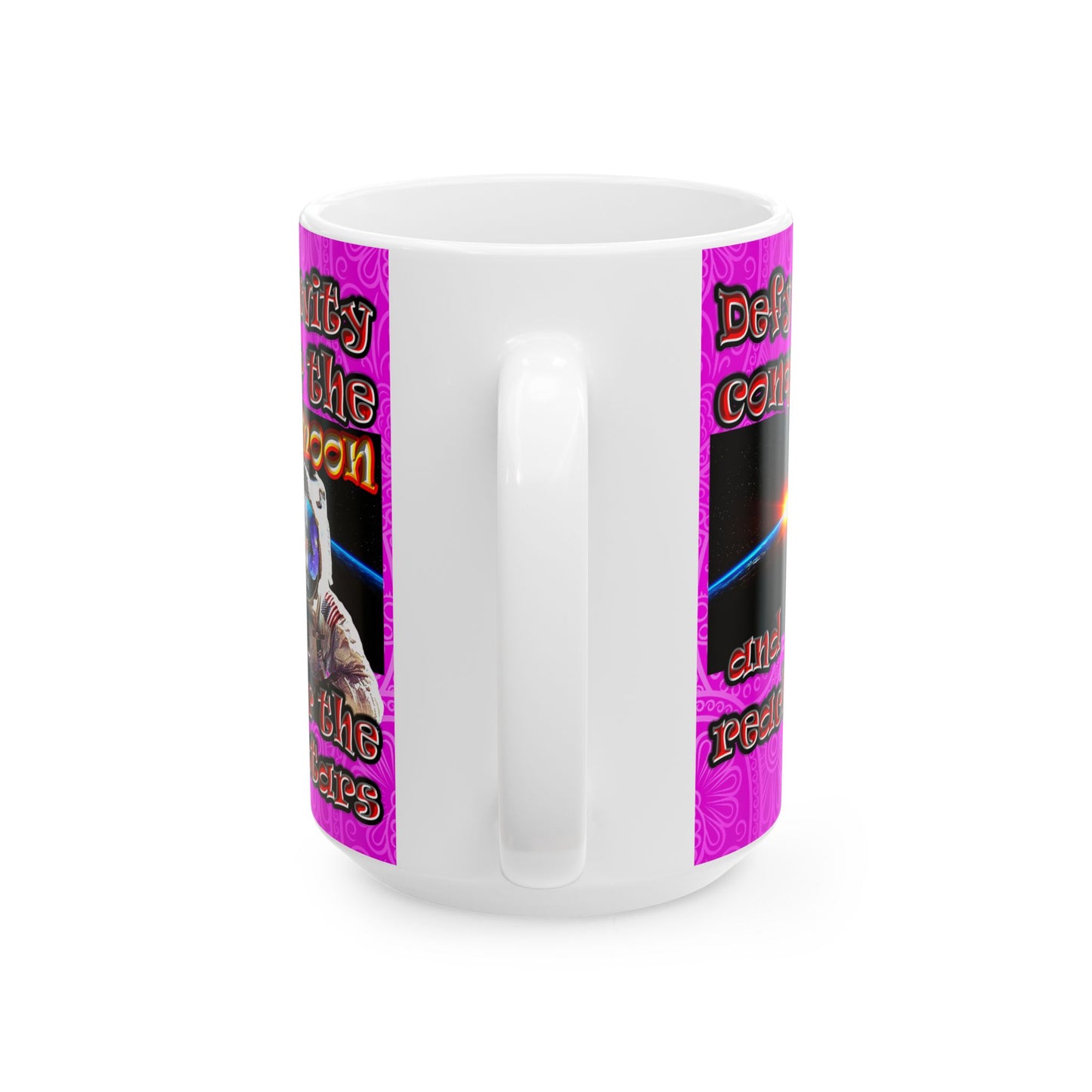 defy conquer reach - White Mug (pink swirl)