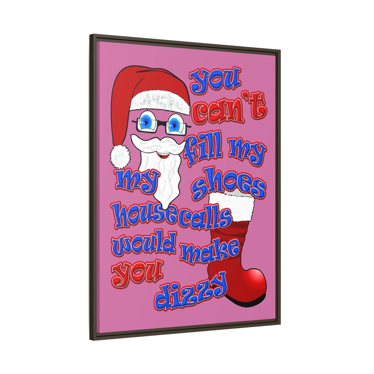 santa's shoes - framed canvas art (light pink)