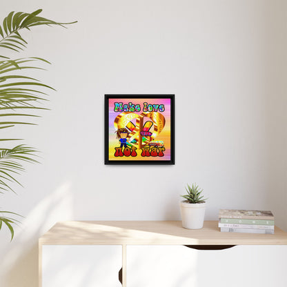 love peace - framed canvas art (color blur)