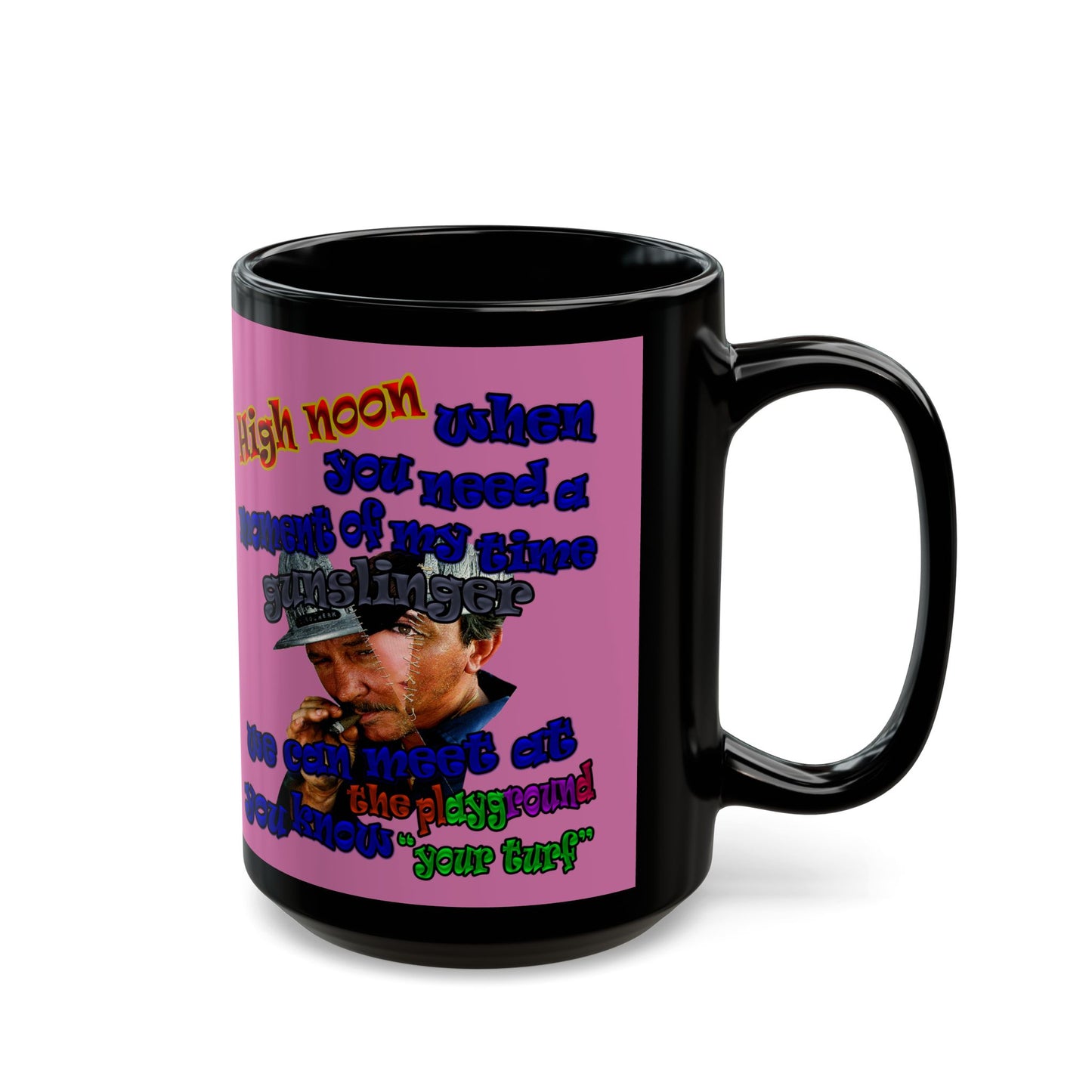 high noon - Black Mug (light pink)