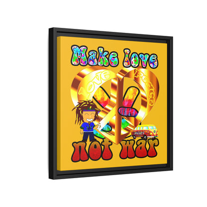 love peace - framed canvas art (yellow)