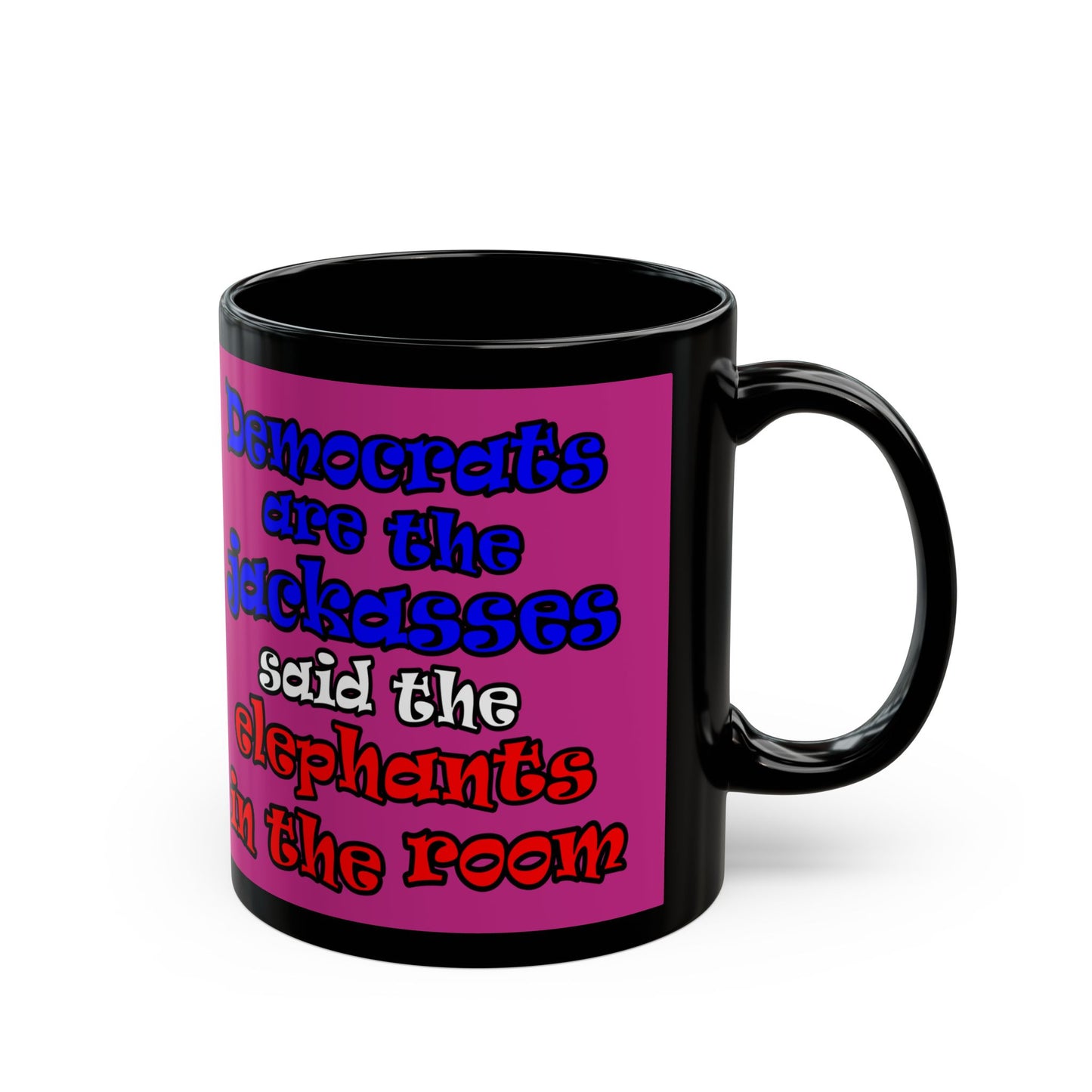 donkeys and elephants - Black Mug (pink)