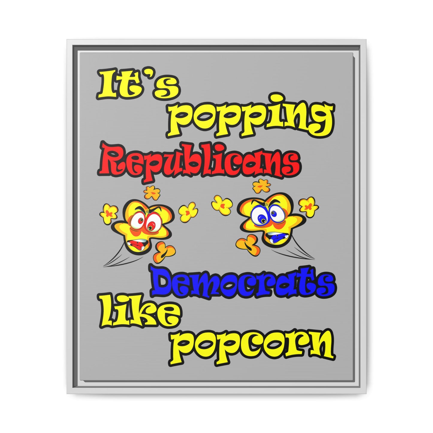 popping like popcorn - framed canvas art (light grey)