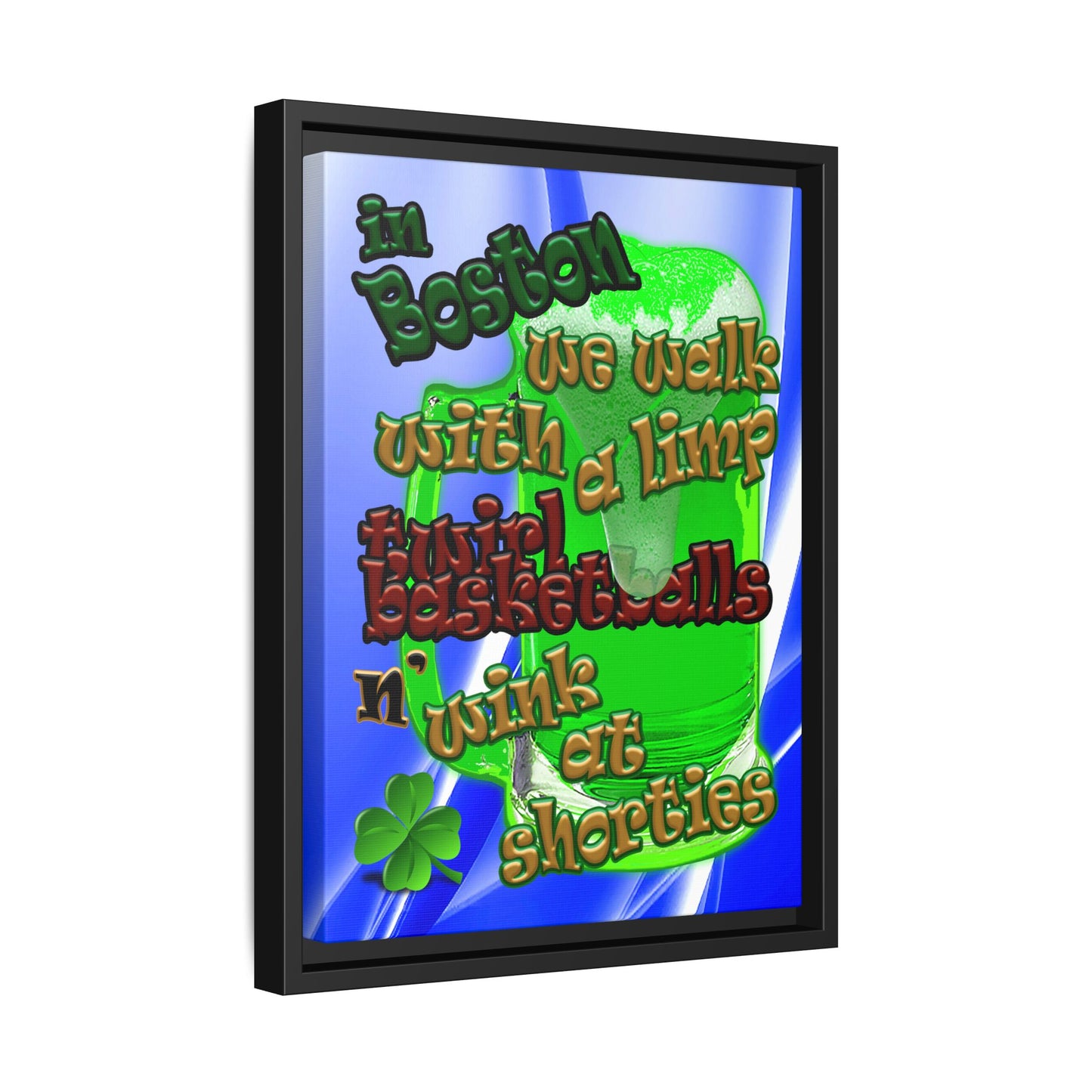 celtics logo - framed canvas art (blue-white wave)