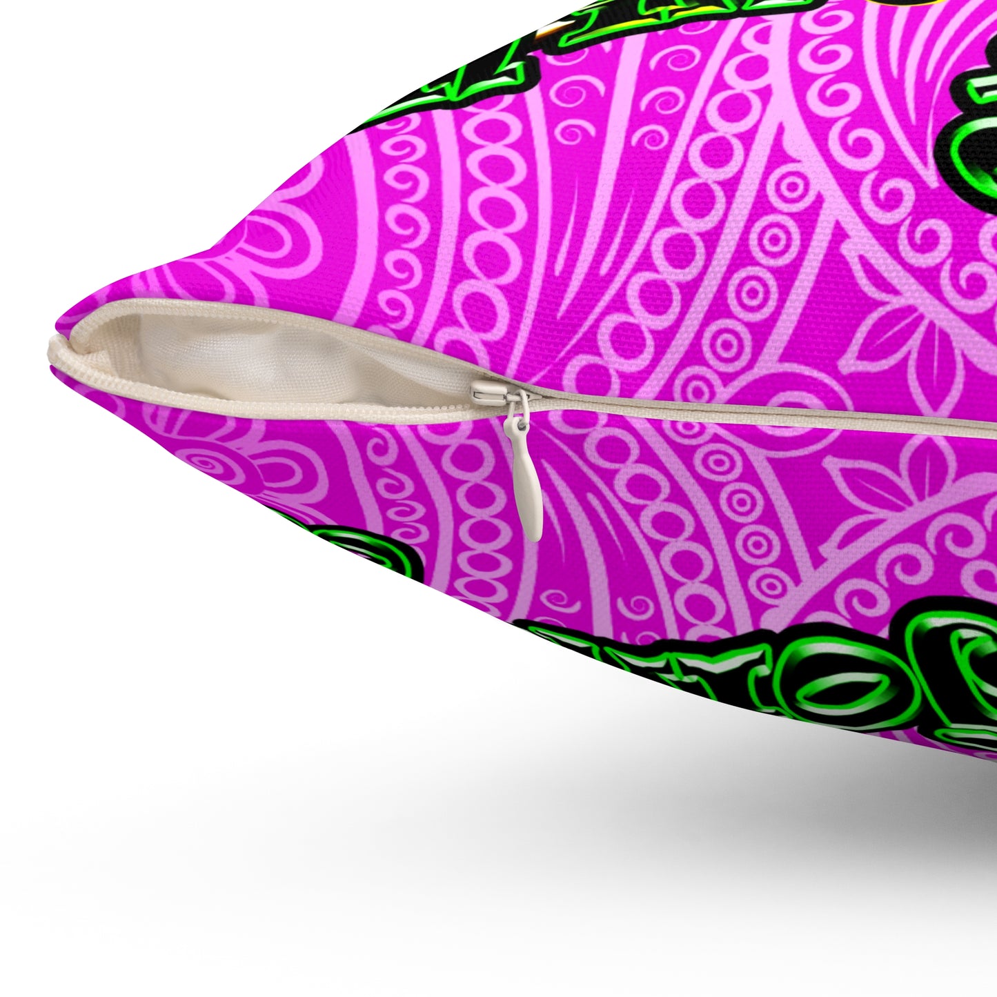 og - Spun Polyester Square Pillow - (pink swirl)