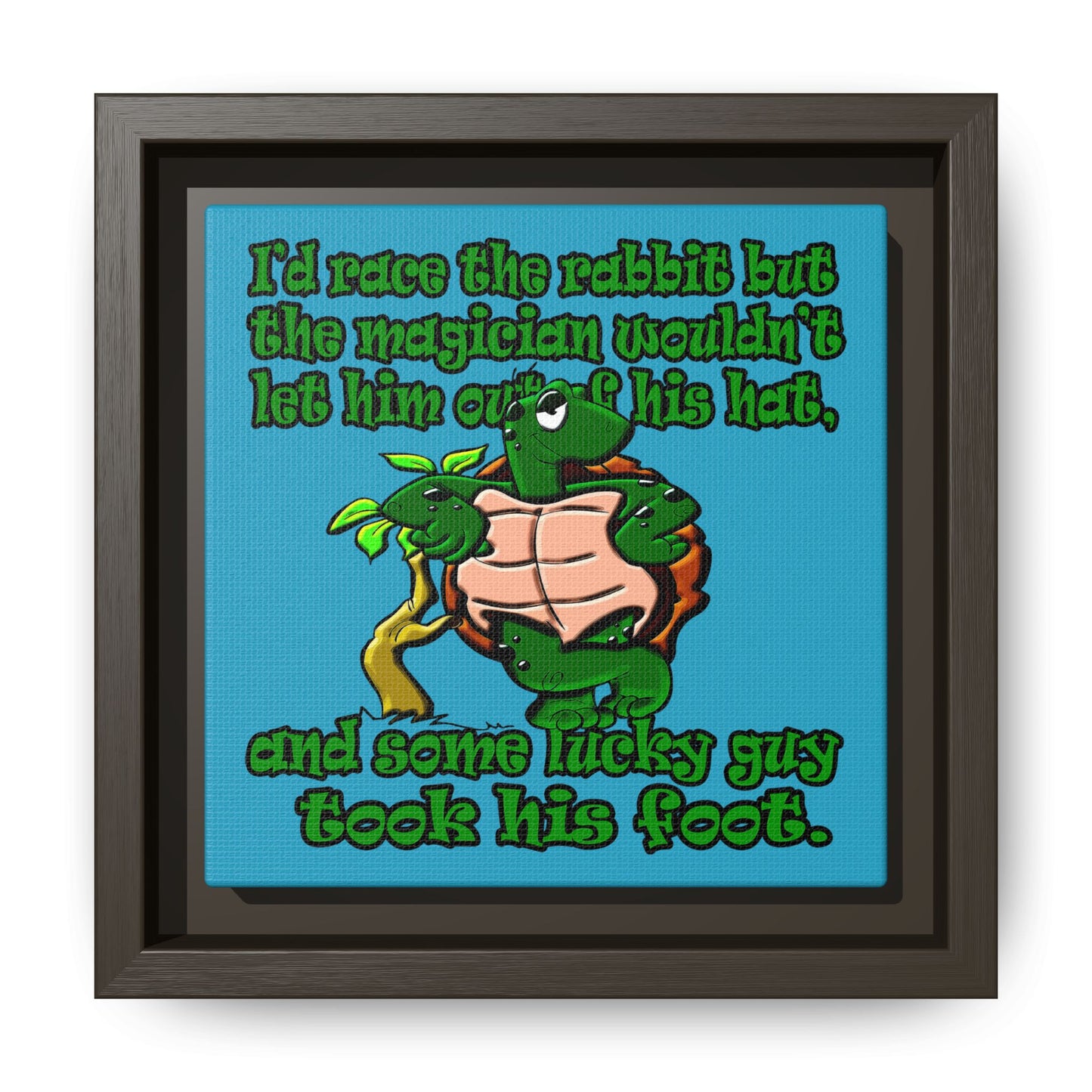 turtle race - framed canvas art (turquoise)