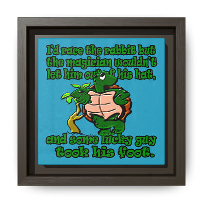 turtle race - framed canvas art (turquoise)