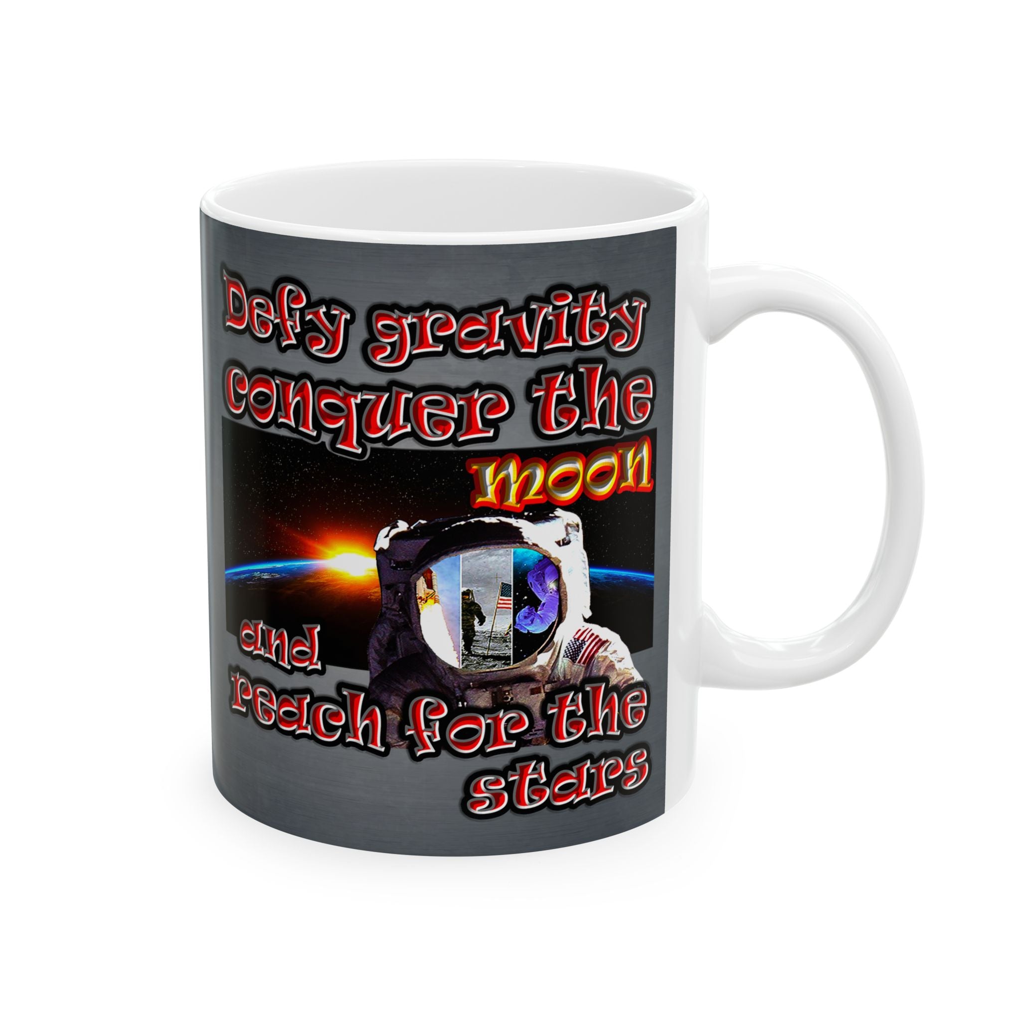 defy conquer reach - White Mug (grey-light grey)