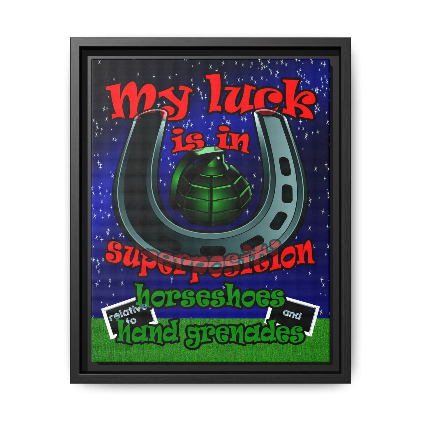 my luck - framed canvas art ('snoops' background)