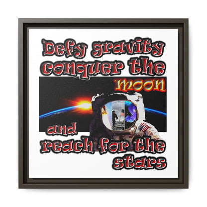 defy conquer reach - framed canvas art (white)