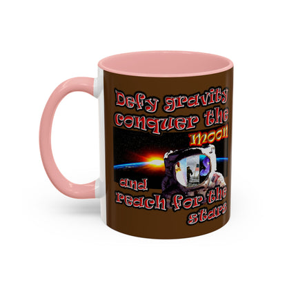 defy conquer reach - Accent Mug (brown)