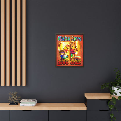 love peace - framed canvas art (burnt orange)