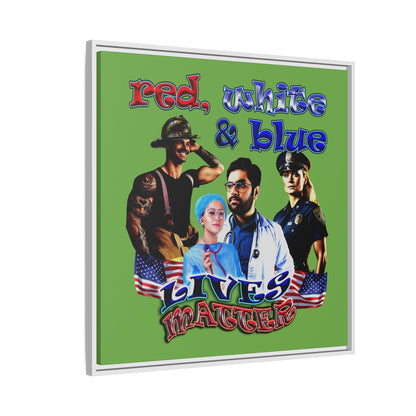 rw&b lives matter - framed canvas art (green)