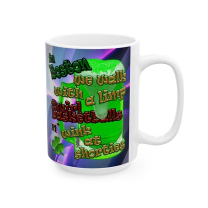 celtics logo - White Mug (grey-pink wave)
