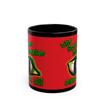 green monster - Black Mug (red)