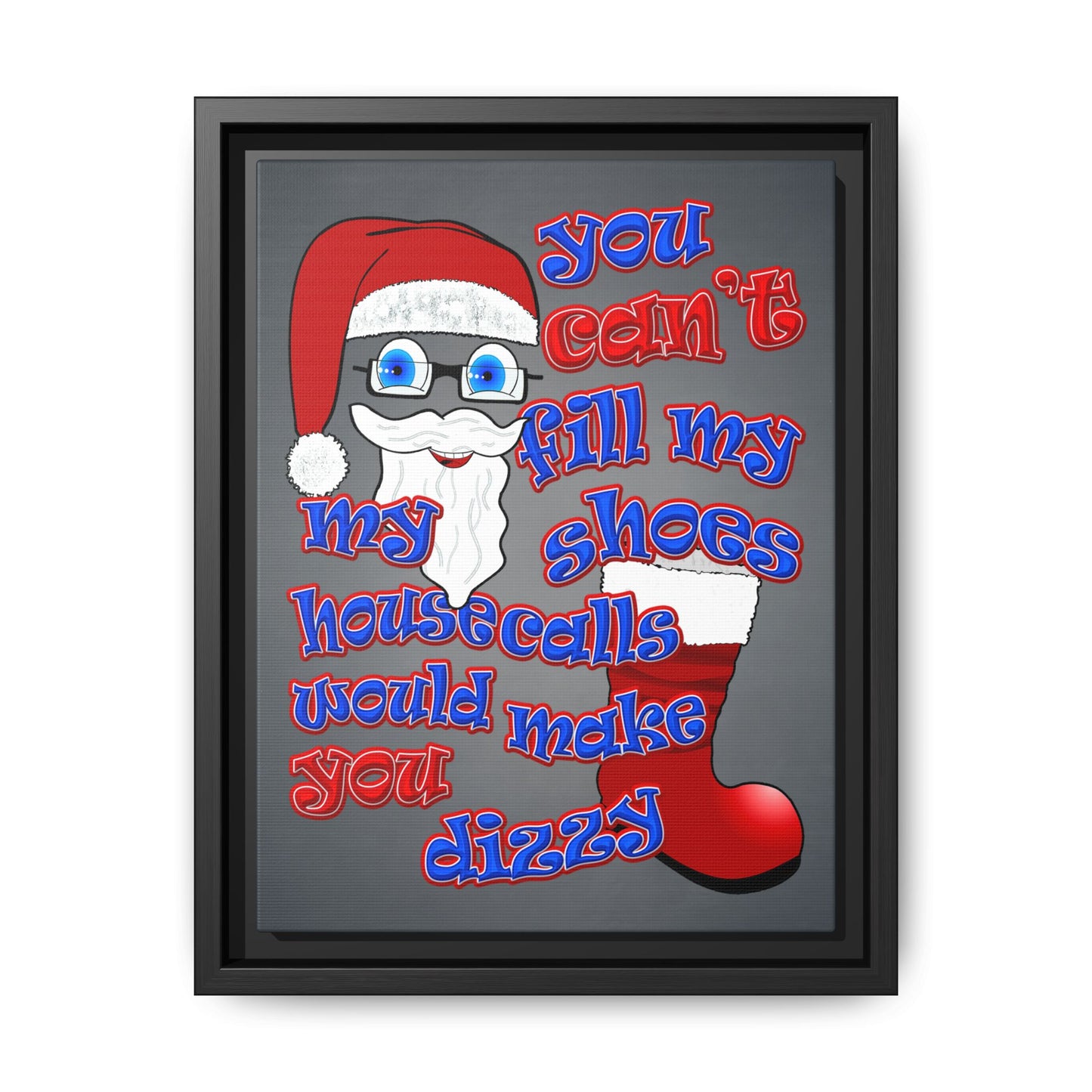santa's shoes - framed canvas art (grey-light grey)