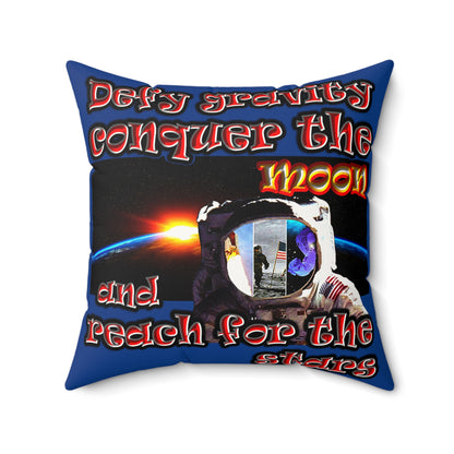 defy conquer reach - Faux Suede Square Pillow - (dark blue)