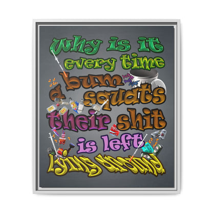 the bum's shit - framed canvas art (grey-light grey)