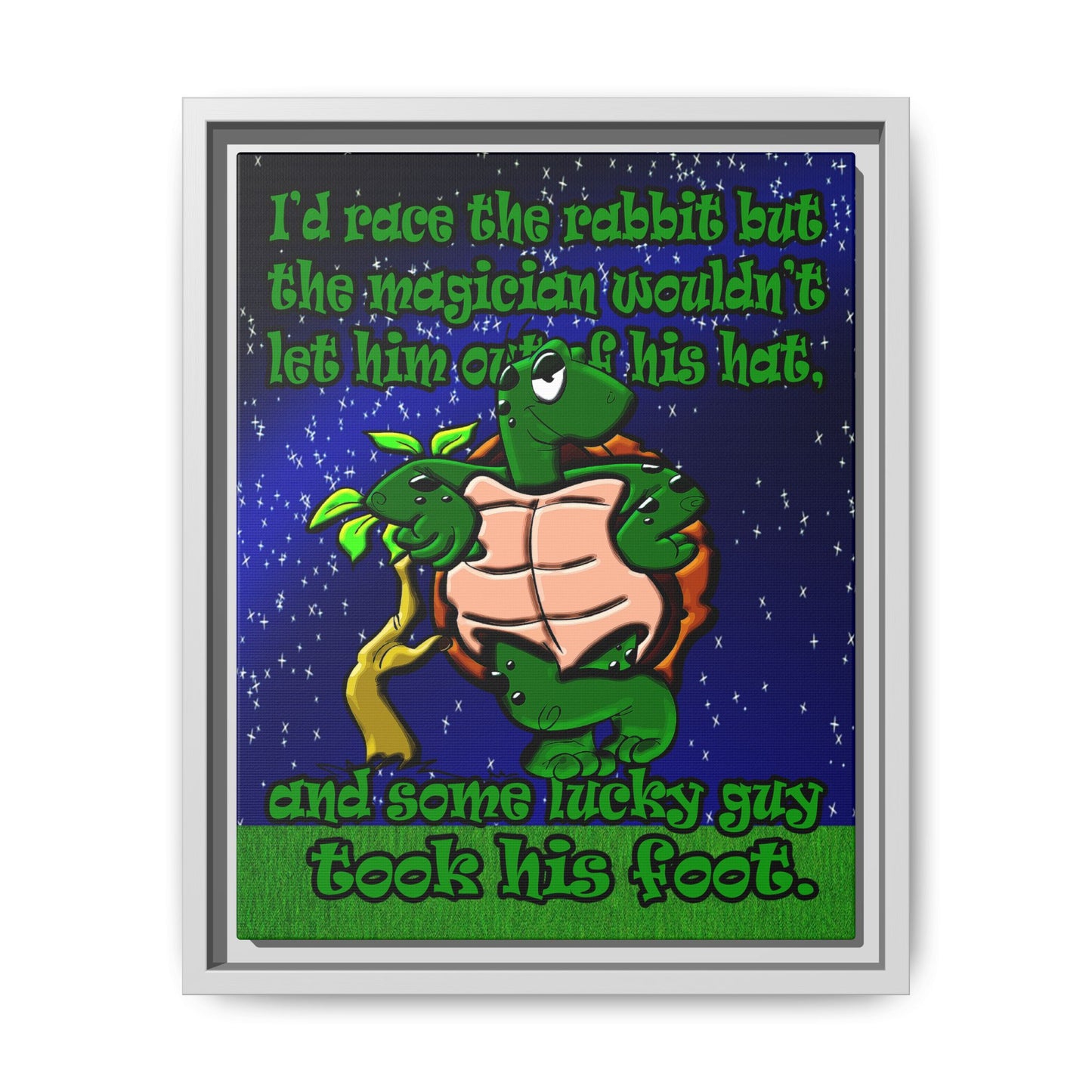 turtle race - framed canvas art ('snoops' background)