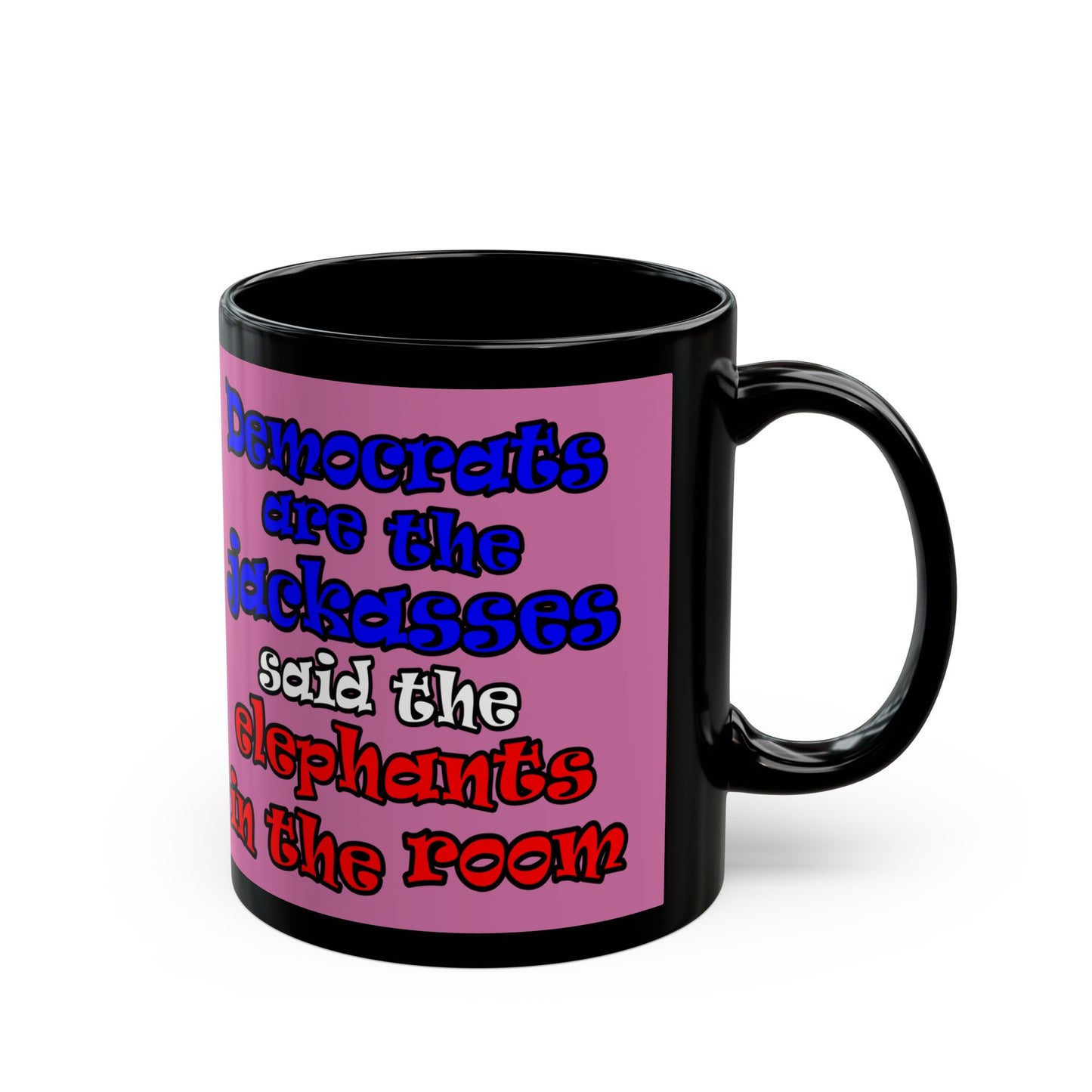 donkeys and elephants - Black Mug (light pink)