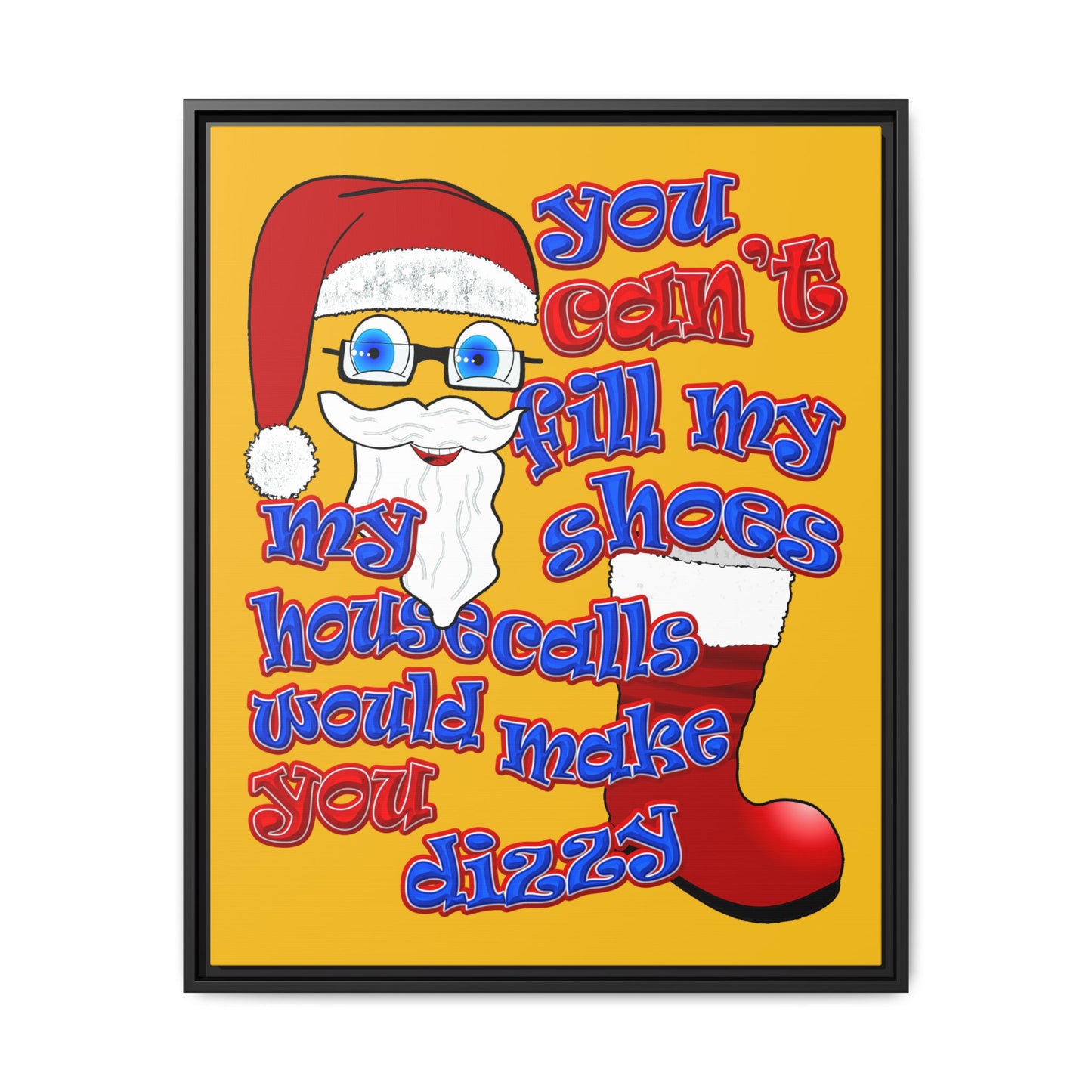 santa's shoes - framed canvas art (yellow)