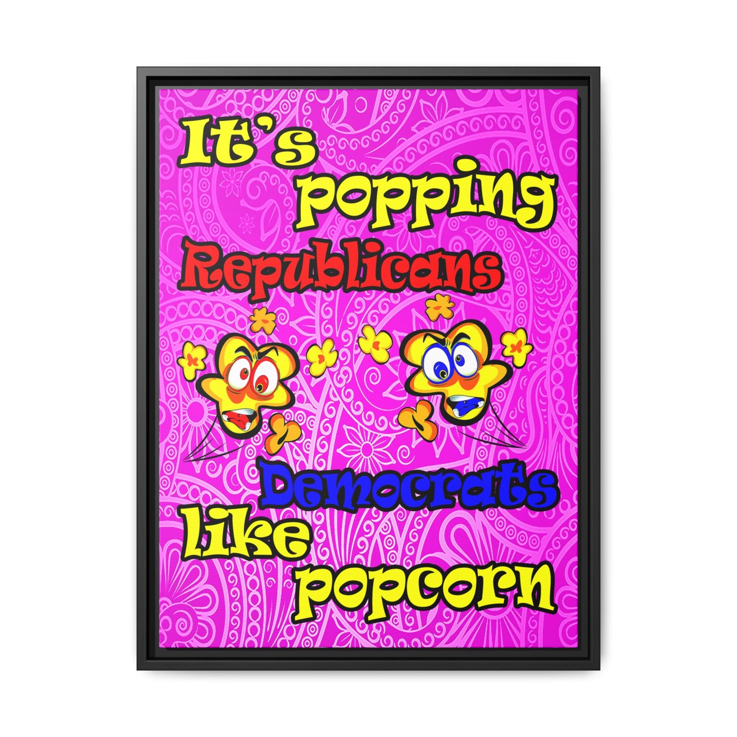 popping like popcorn - framed canvas art (pink swirl)