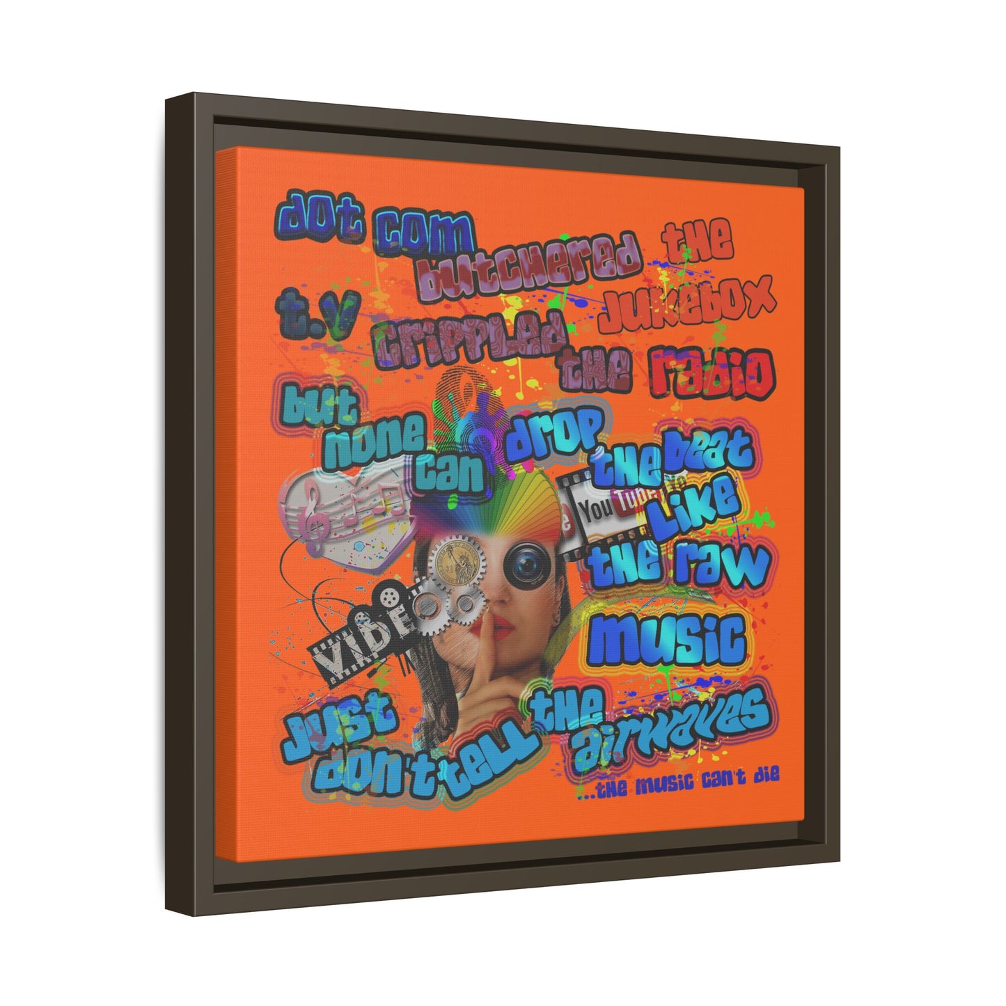 drop the beat - framed canvas art (orange)