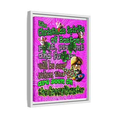 christmas spirits of boston - framed canvas art (pink swirl)