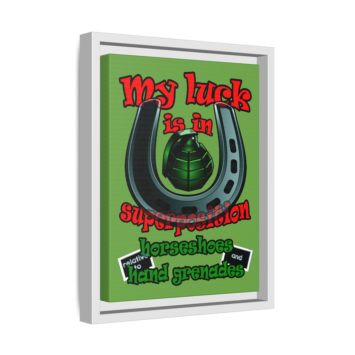 my luck - framed canvas art (green)