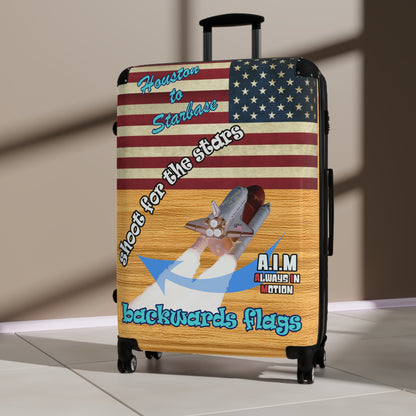 shoot for the stars - Suitcase (butterscotch wood finish)