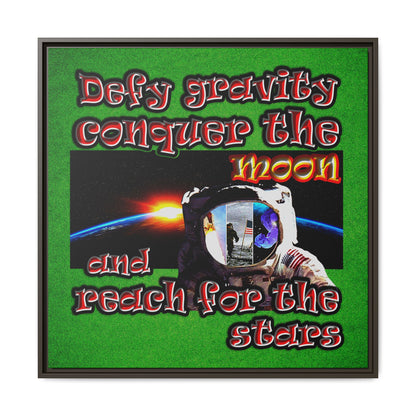 defy conquer reach - framed canvas art (green turf)