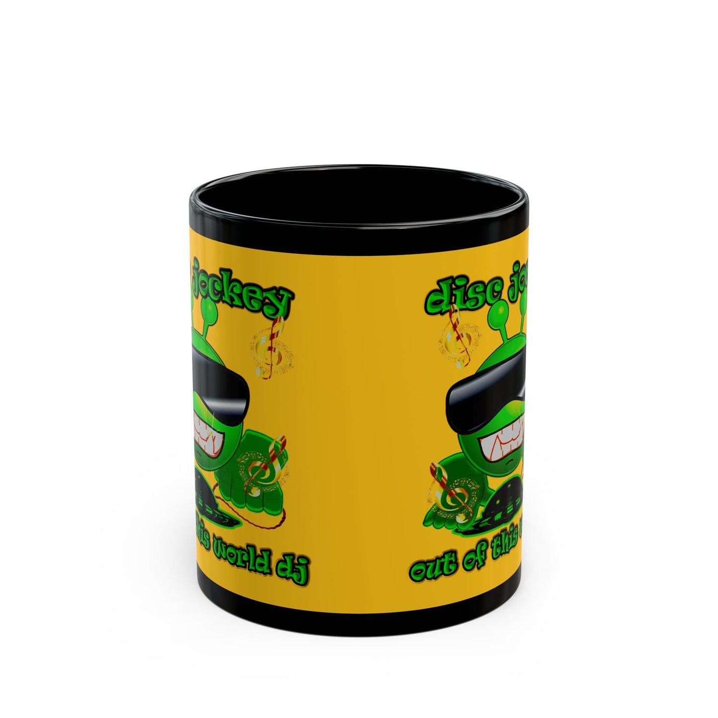 disc jockey - Black Mug (yellow)