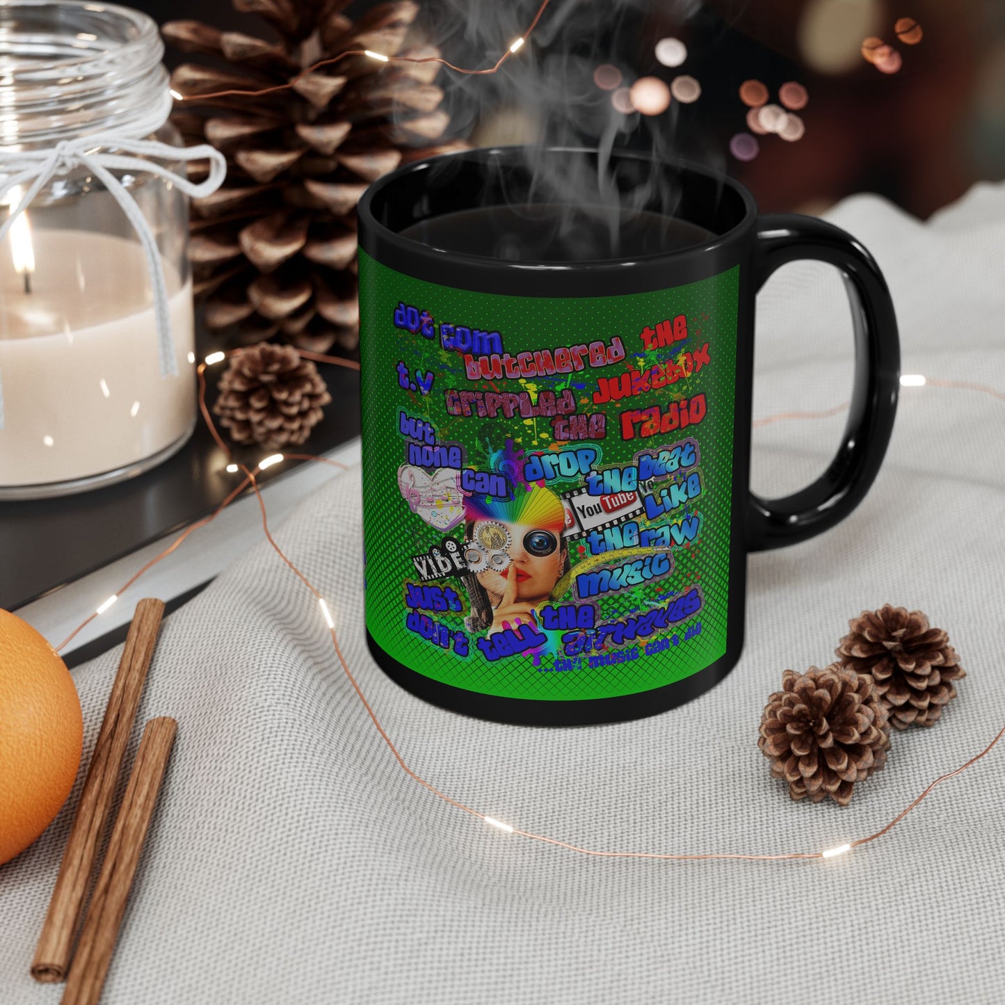 drop the beat - Black Mug (logo green)