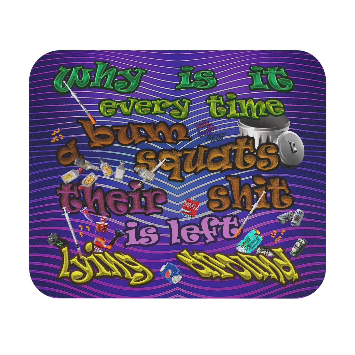 the bum's shit - Mouse Pad (Rectangle) (purple wave)
