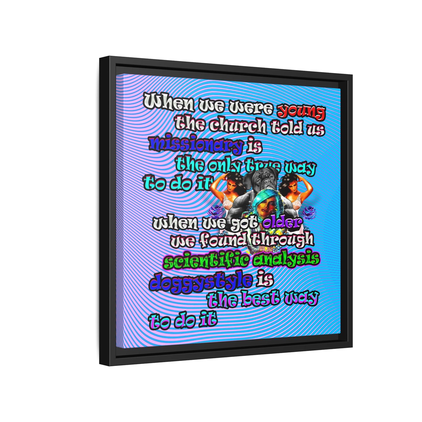 doggystyle - framed canvas art (light blue-purple wave)