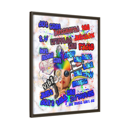 drop the beat - framed canvas art (white marble)