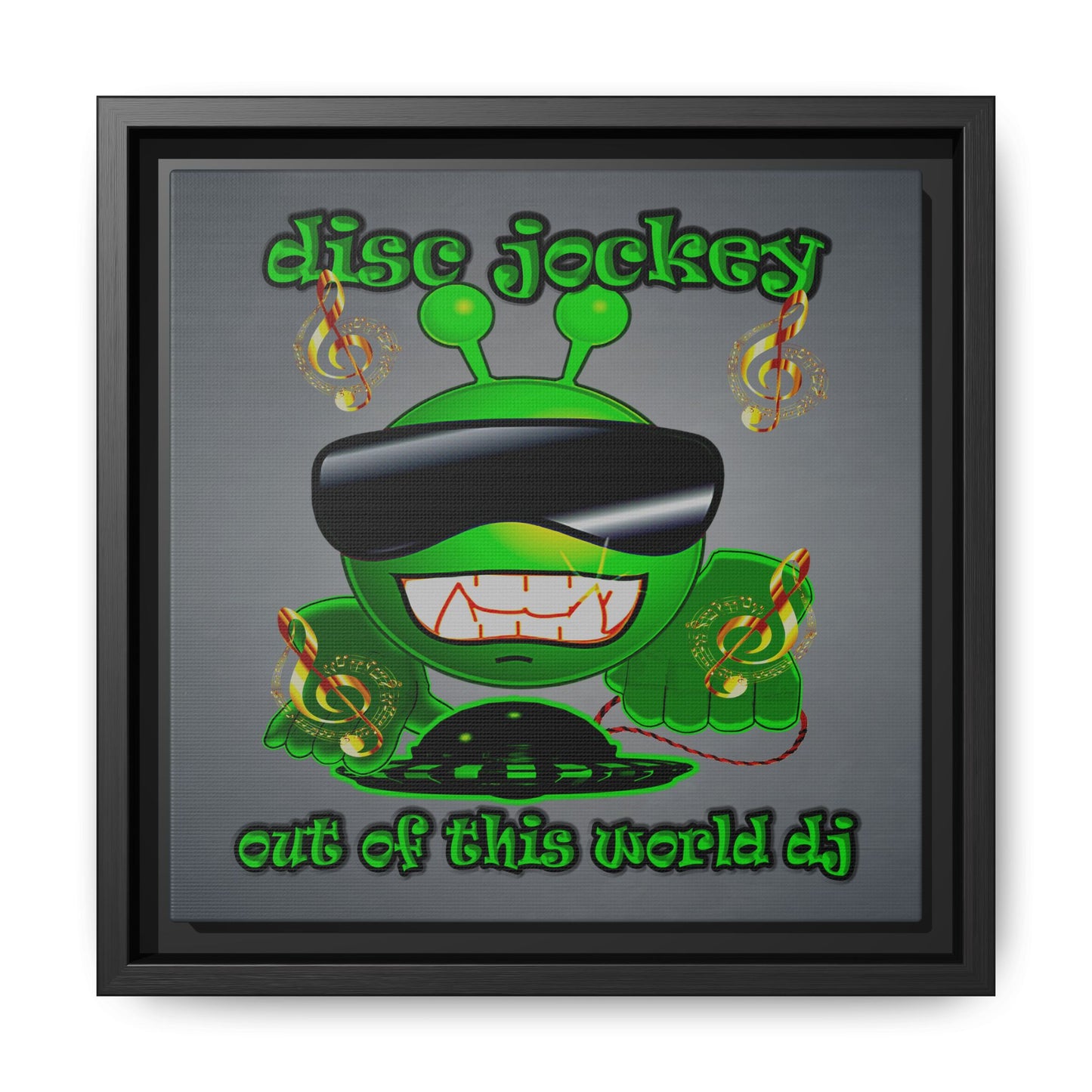 disc jockey - framed canvas art (grey-light grey)