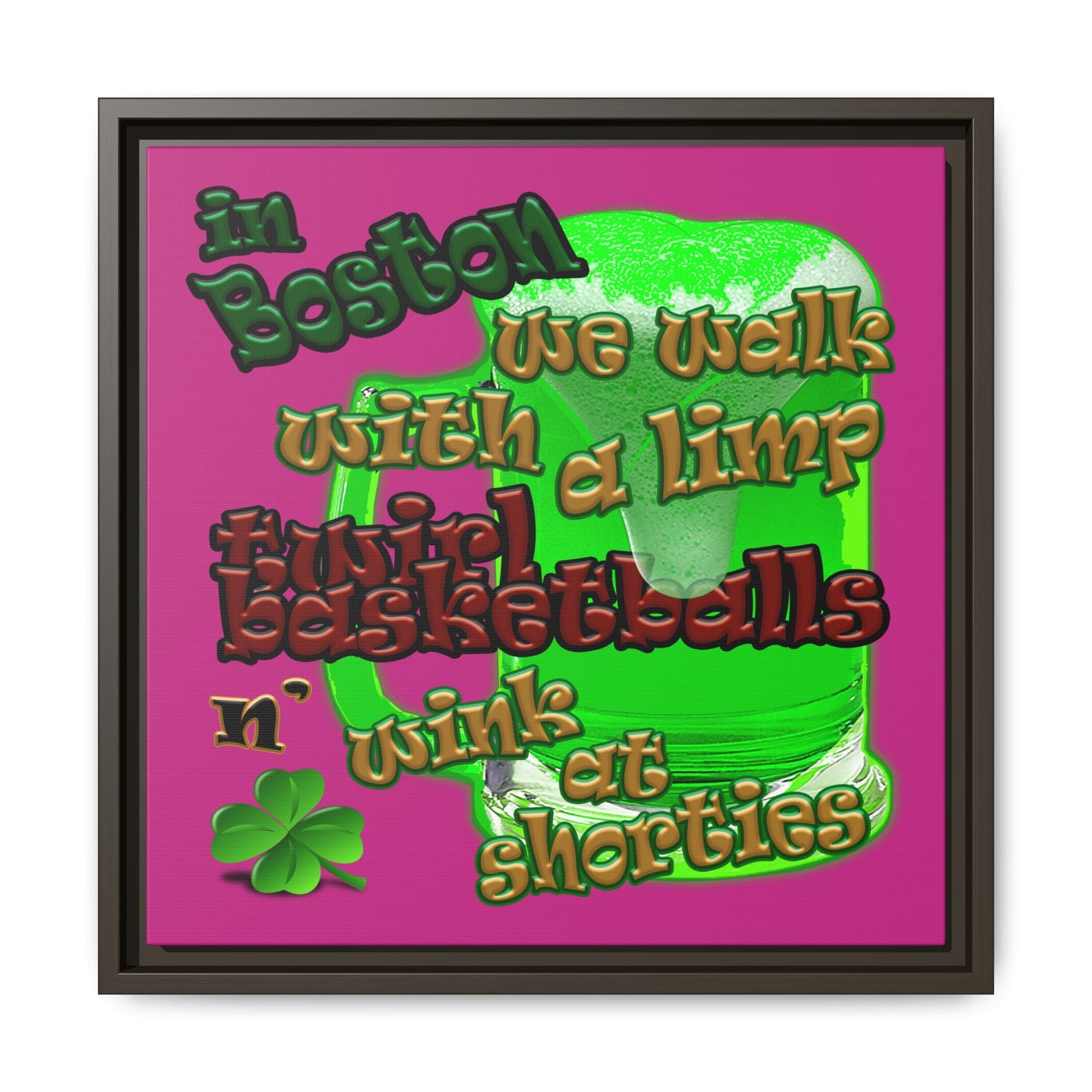 celtics logo - framed canvas art (pink)