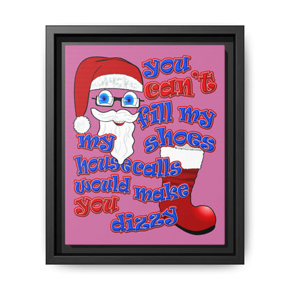 santa's shoes - framed canvas art (light pink)