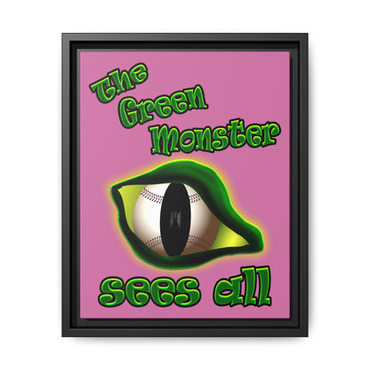green monster - framed canvas art (light pink)