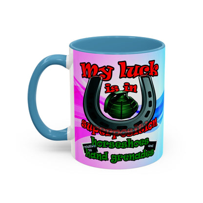 my luck - Accent Mug (light blue-pink wave)