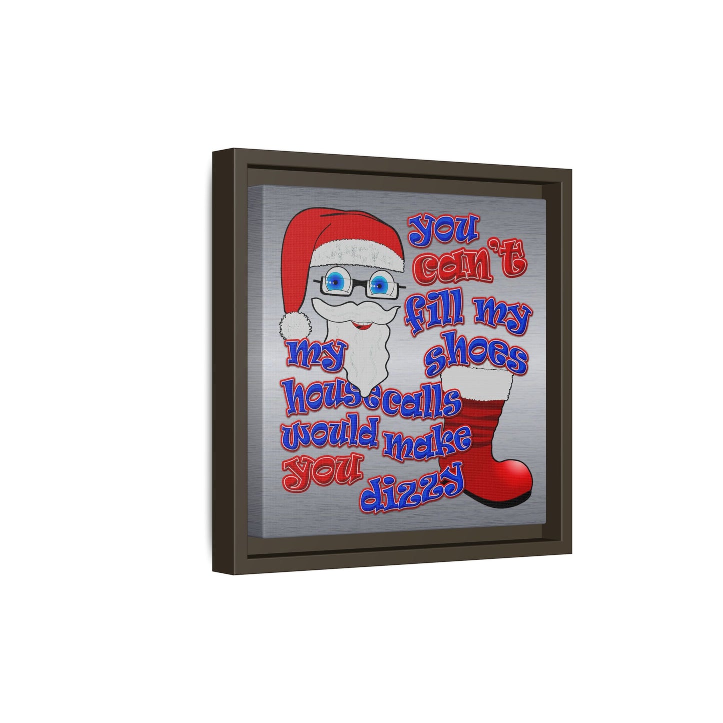 santa's shoes - framed canvas art (brushed nickel)